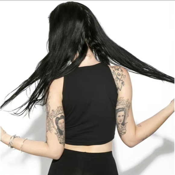 New “Satan is my Daddy” graphic tee - white letters on black crop top - Picture 2 of 6